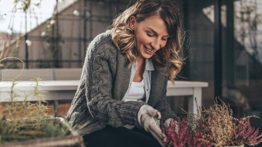 woman doing winter gardening