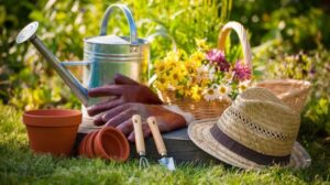 Gardening supplies in pile