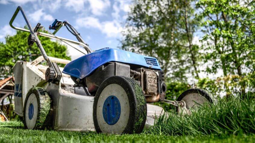 Blue lawn mower